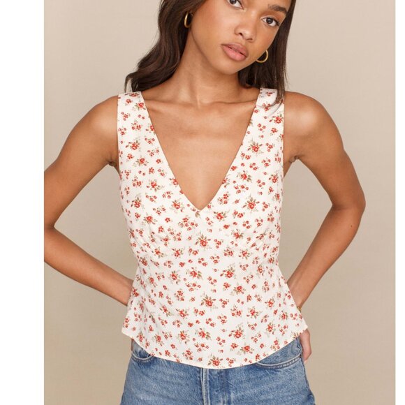 Reformation Tops - Reformation Vireo Top in Red Floral Print